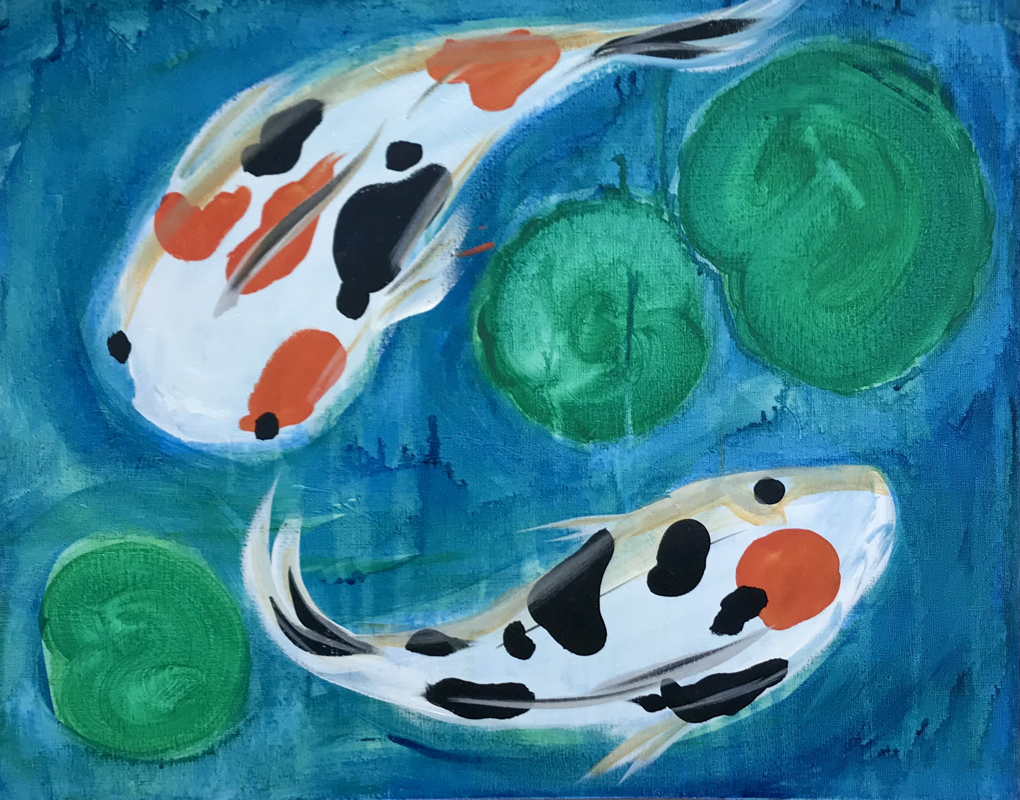 Tranquil Koi IV original acrylic painting on canvas